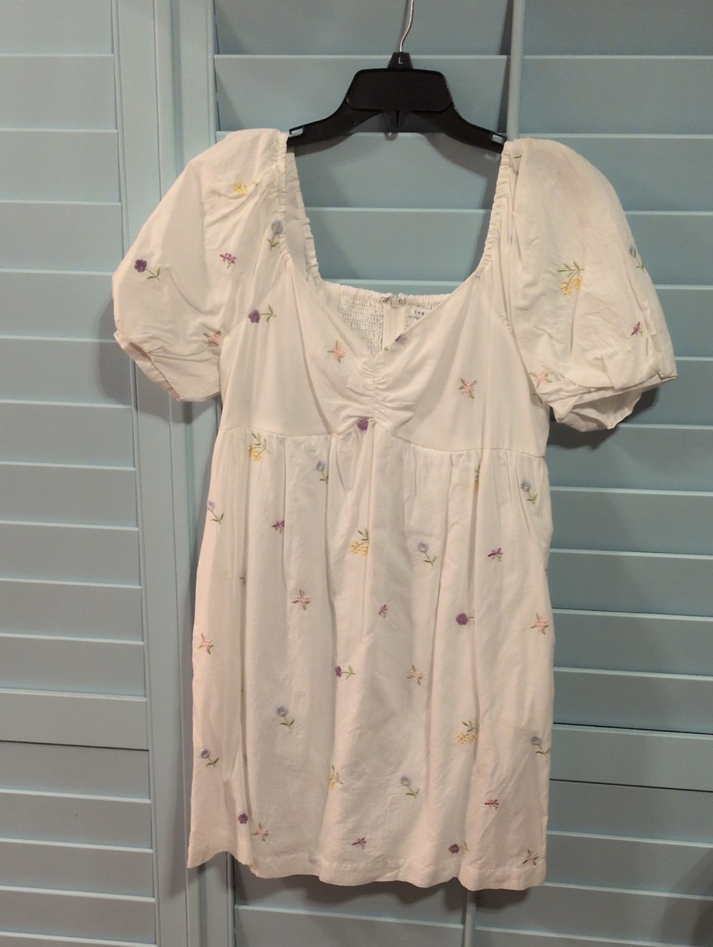 English Factory Cream Mini Dress with Pastel Floral Embroidery